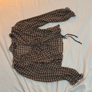 Plaid Long Sleeve Blouse